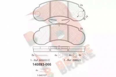 R BRAKE rb0893 -  Комплект тормозных колодок, дисковый тормоз